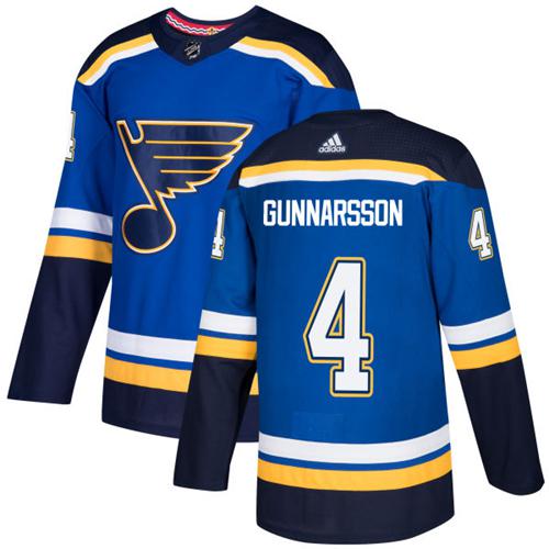 Adidas Men St.Louis Blues 4 Carl Gunnarsson Blue Home Authentic Stitched NHL Jersey